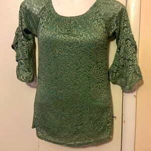 Lildy Full Lace Tunic Blouse Green Size S/M